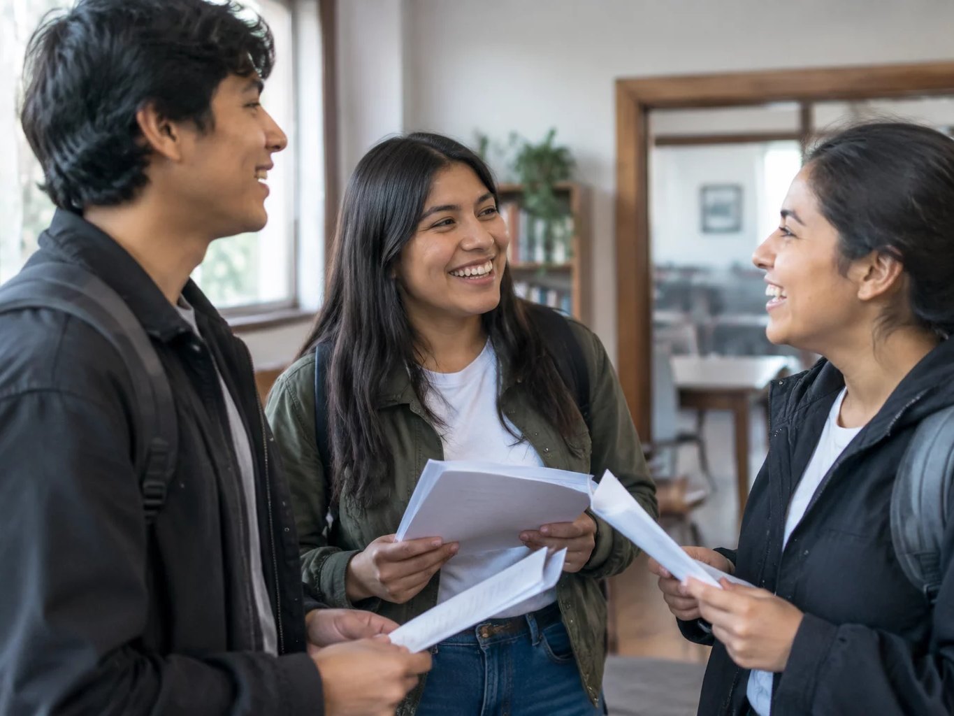 Tres participantes sonrientes al final de la ronda